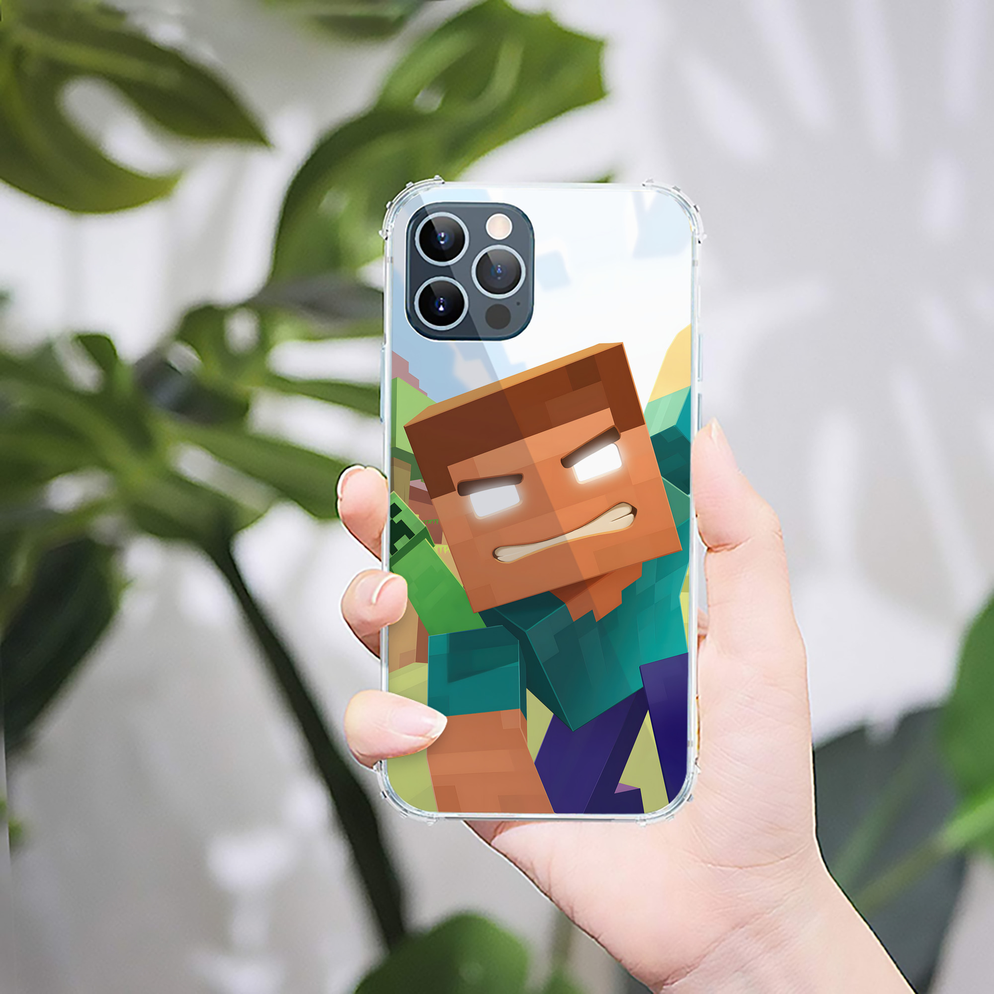 （画像用） マインクラフト ブロックの世界 Minecraft MC Block world 【iPhone 12シリーズ対応】透明スマホケース（クリアソフトケース）